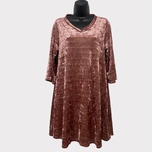 Yahada Pink Crushed Velvet 3/4 Sleeve Mini Dress Size Small Barbiecore